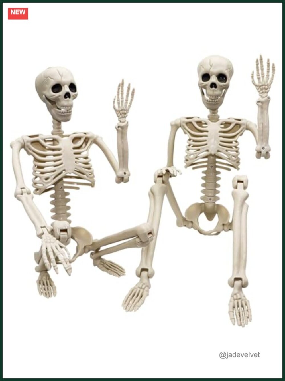 2 Pack Posable Halloween Skeleton Decorations - 3ft Life Sized Plastic